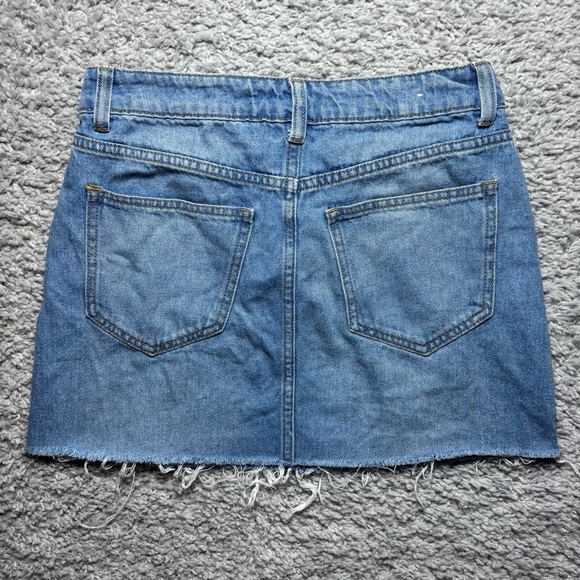 Forever 21 Skirt Womens Small Mini Lace Up Raw Hem Frayed Pockets Casual Denim - Picture 5 of 5